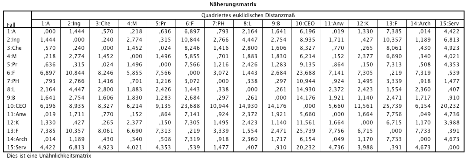 Abbildung 5: SPSS-Output - Näherungsmatrix